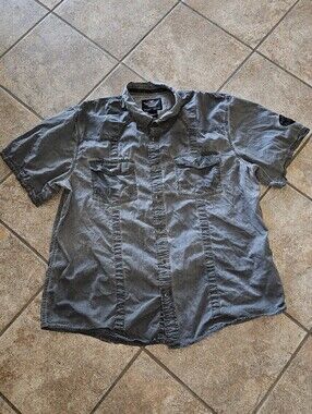 Harley-Davidson Men's Short-Sleeve Casual Button-Up Shirt Jacket - Gray